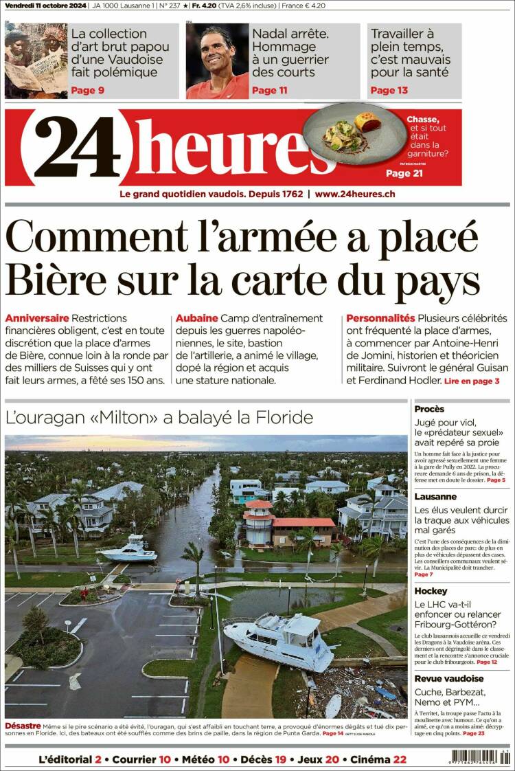Portada de 24 Heures (Switzerland)