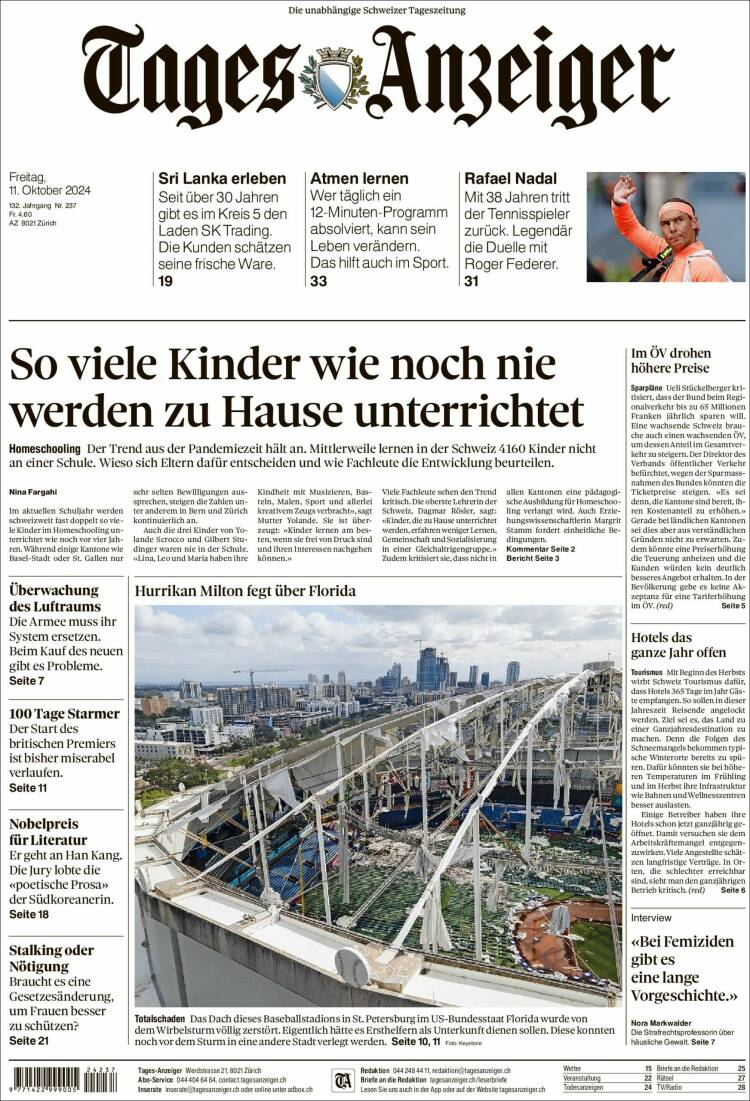 Portada de Tages-Anzeiger (Switzerland)