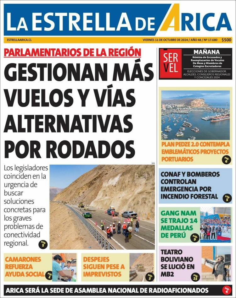 Portada de La Estrella de Arica (Chile)