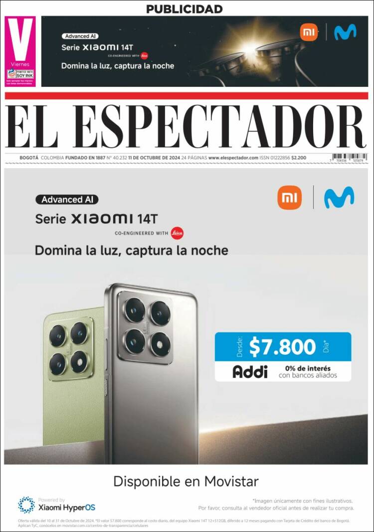 Portada de El Espectador (Colombia)