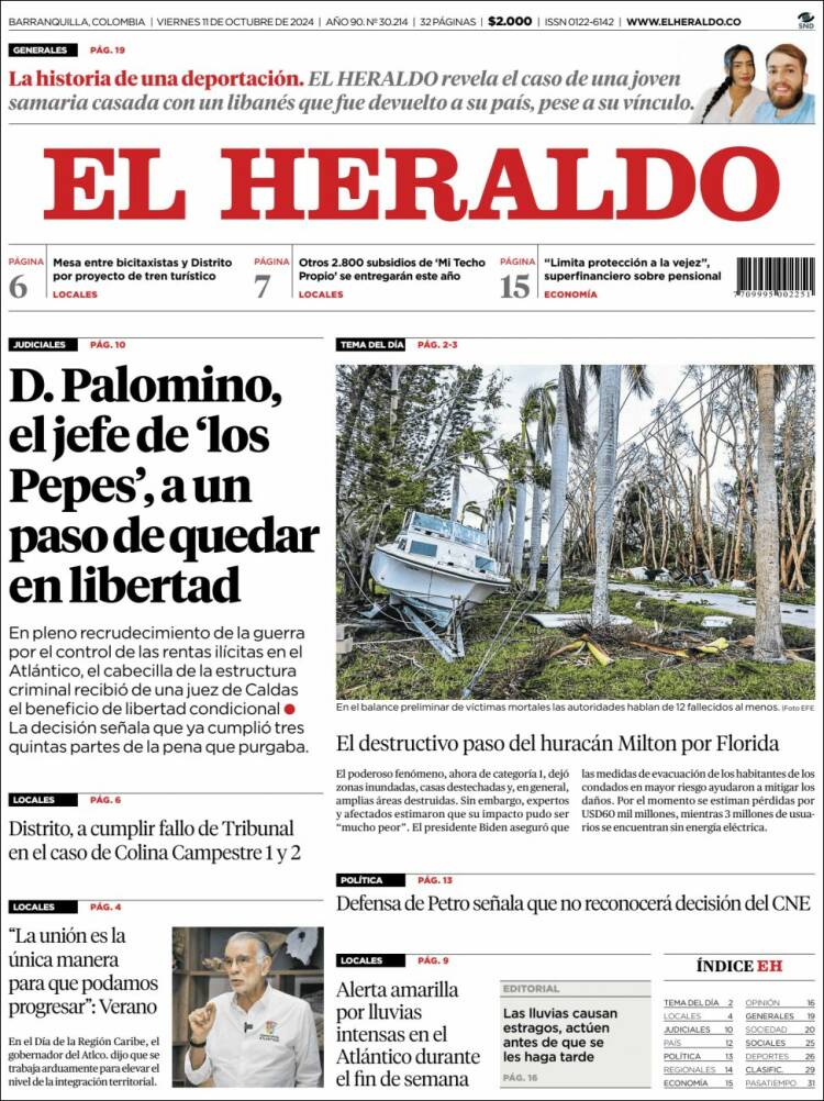 Portada de El Heraldo (Colombia)