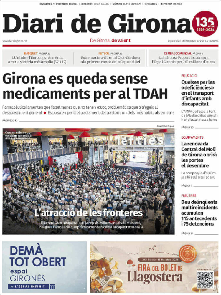 Portada de Diari de Girona (España)