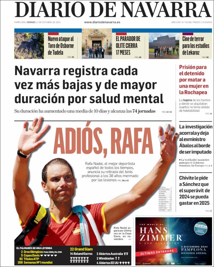 Portada de Diario de Navarra (España)