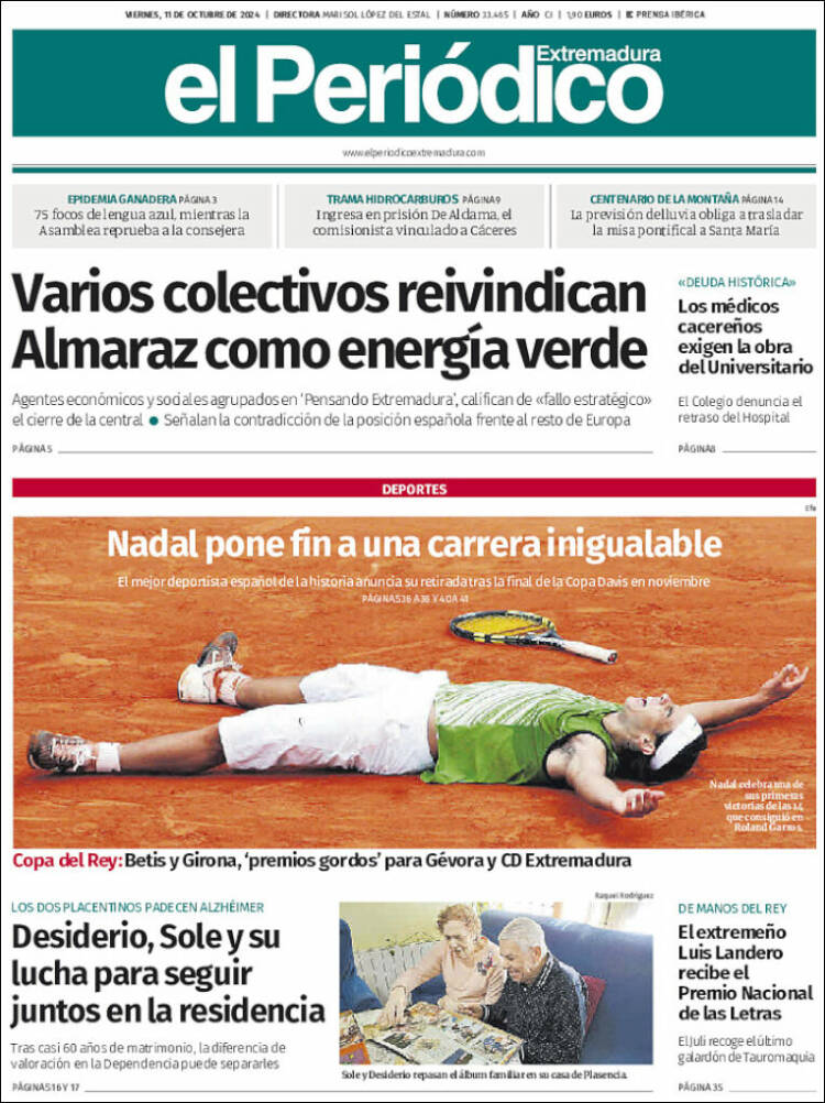 Portada de El Periódico de Extremadura (España)