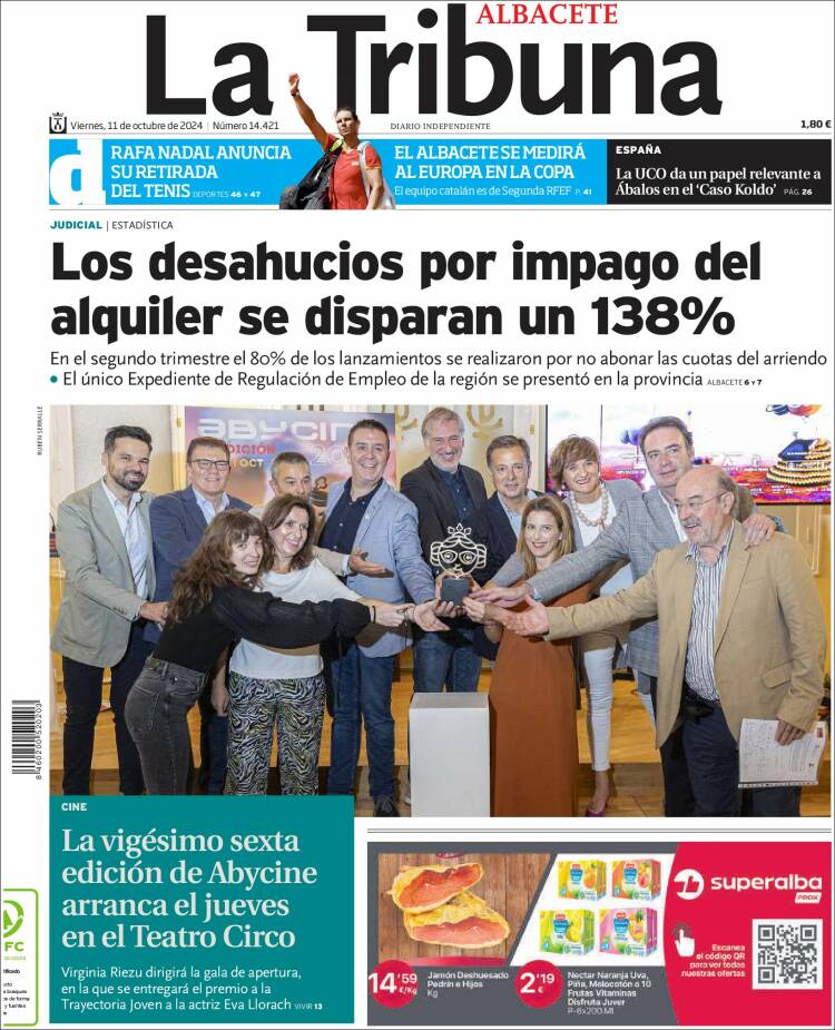 Portada de La Tribuna de Albacete (España)