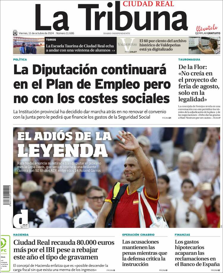 Portada de La Tribuna de Ciudad Real (España)