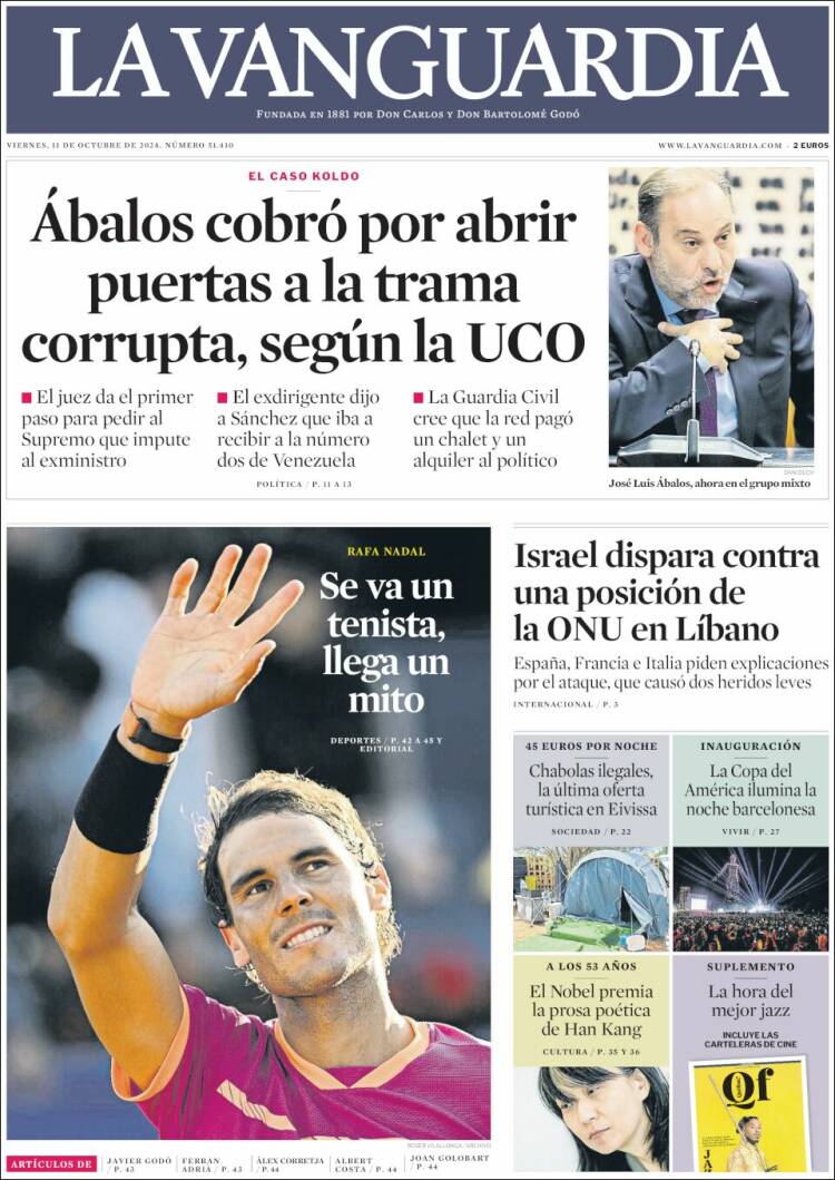 Portada de La Vanguardia (España)