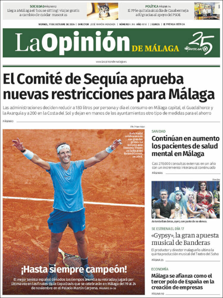 Portada de La Opinión de Málaga (España)