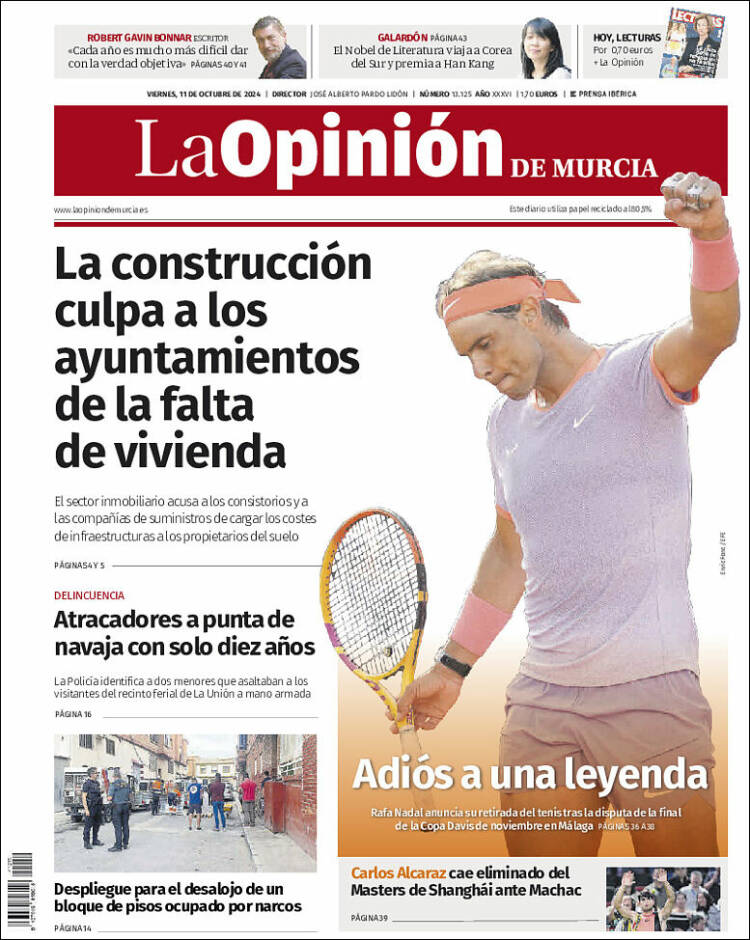 Portada de La Opinión de Murcia (España)