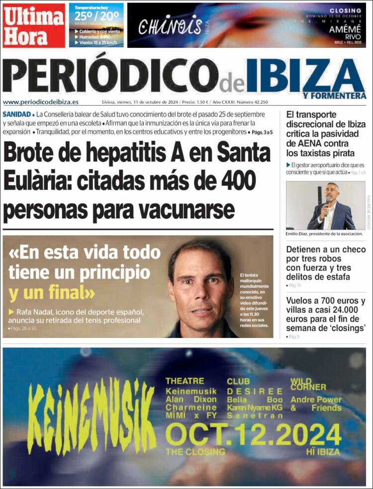 Portada de Periódico de Ibiza (España)