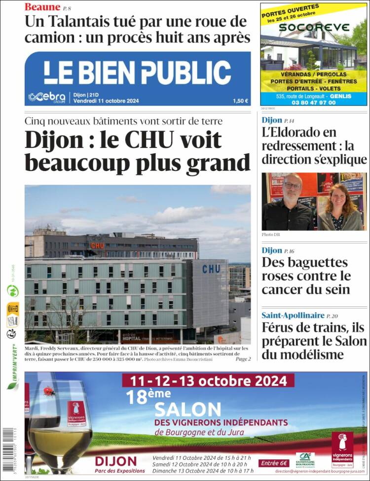 Portada de Le Bien Public (Francia)