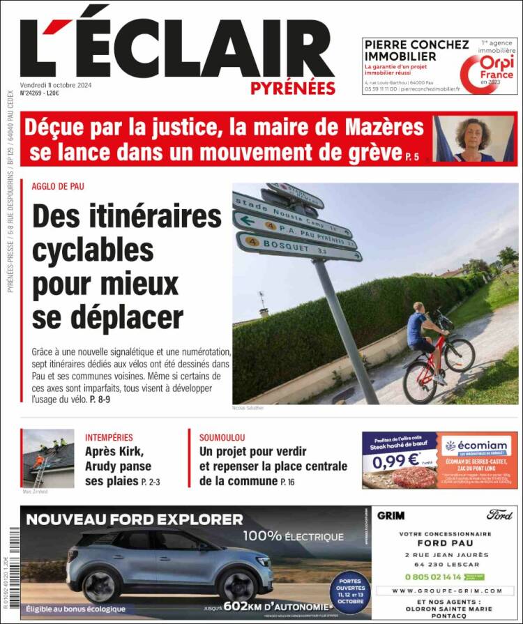 Portada de L'Eclair des Pyrénées (Francia)