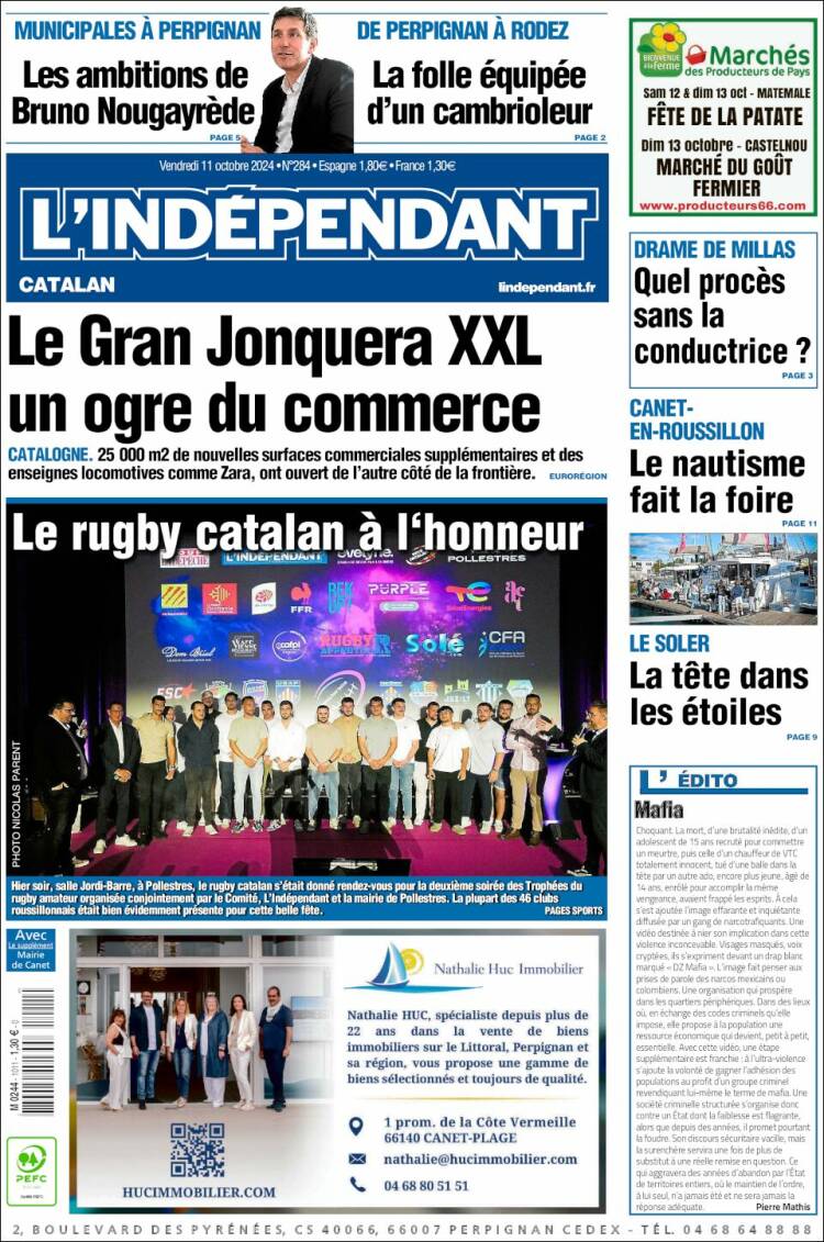 Portada de Le Indépendant (Francia)