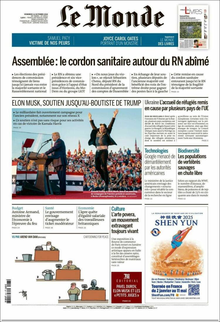 Portada de Le Monde (Francia)