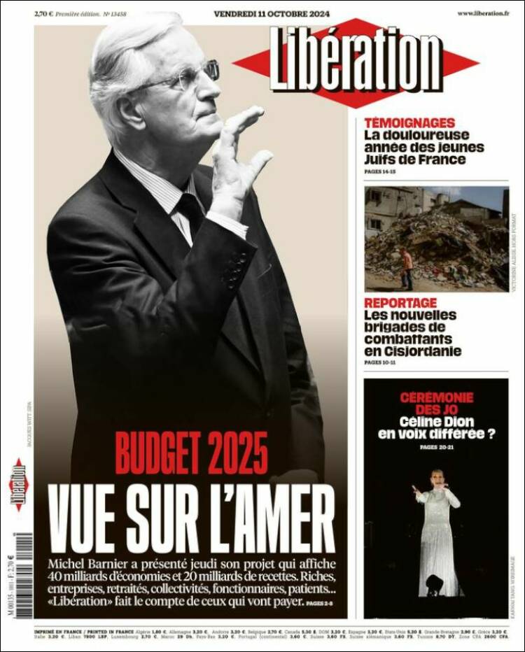 Portada de Libération (Francia)