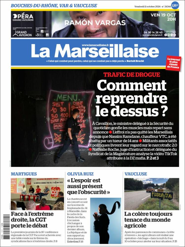 Portada de La Marseillaise (Francia)