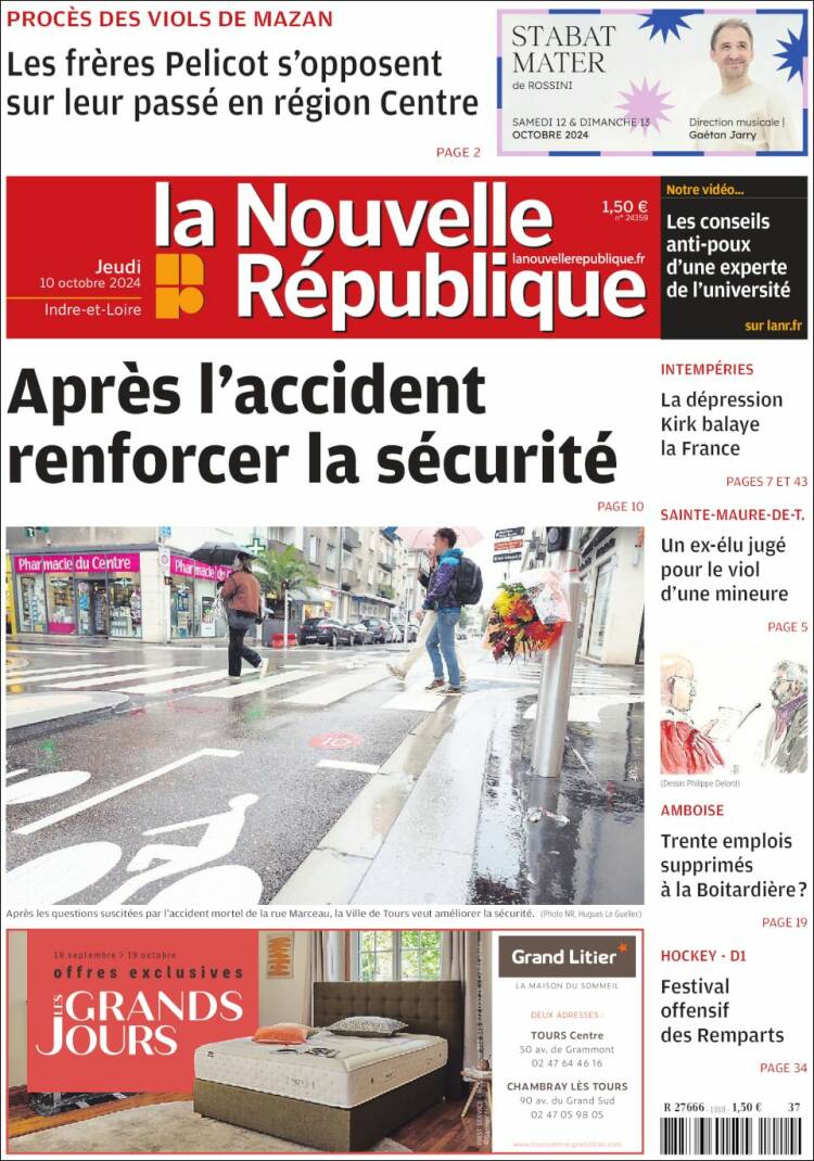 Portada de La Nouvelle Republique (Francia)