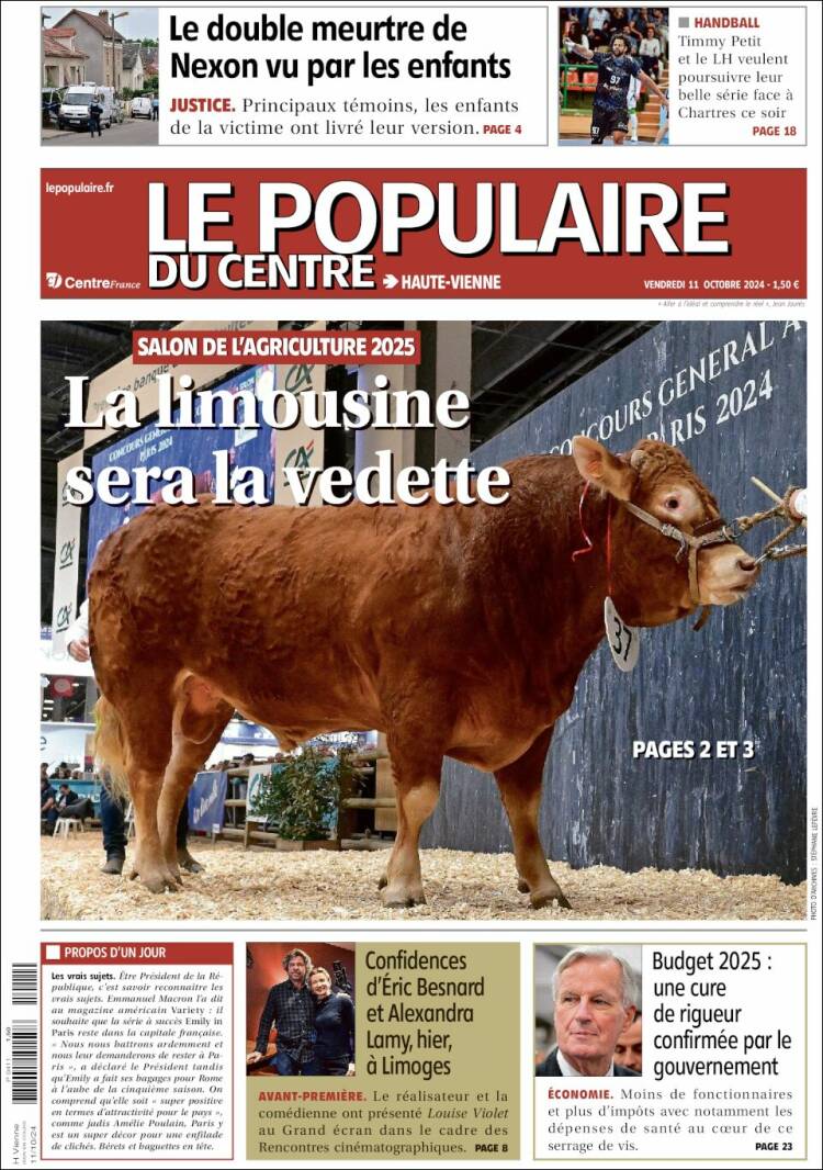 Portada de Le Populaire du Centre (Francia)