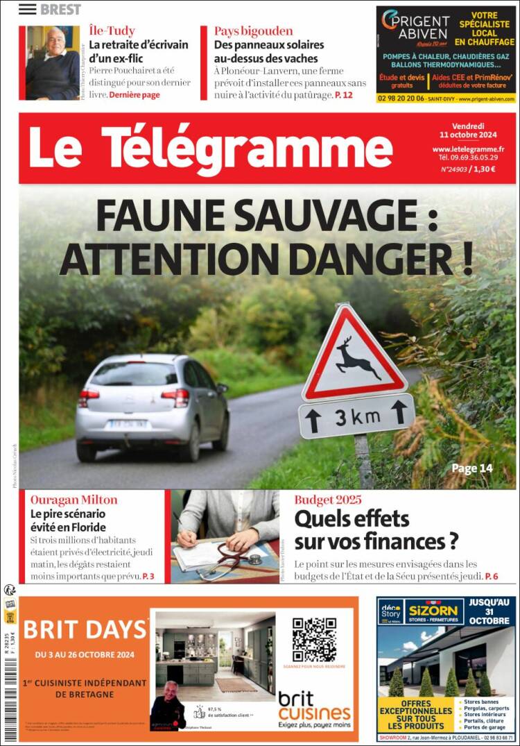 Portada de Télégramme (Francia)