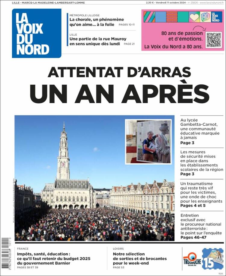 Portada de La Voix du Nord (Francia)