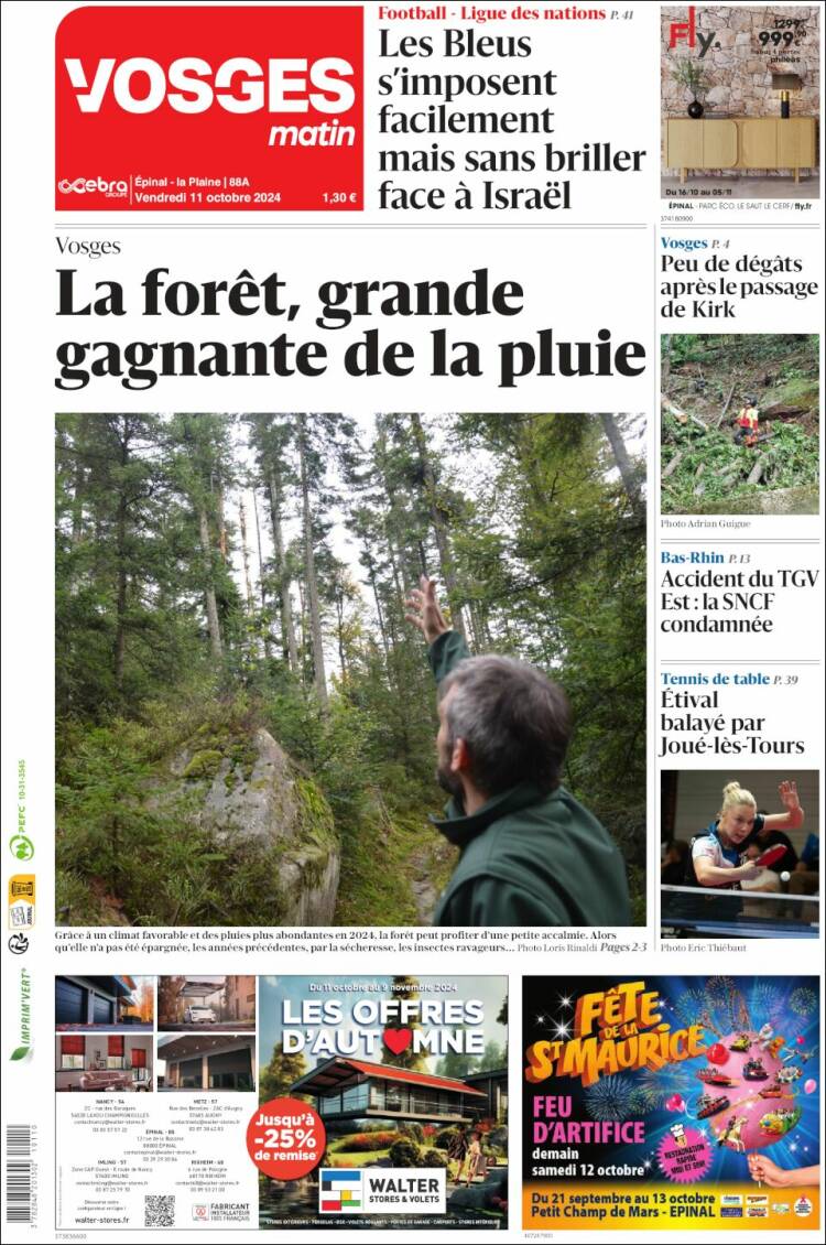 Portada de Vosges Matin (Francia)