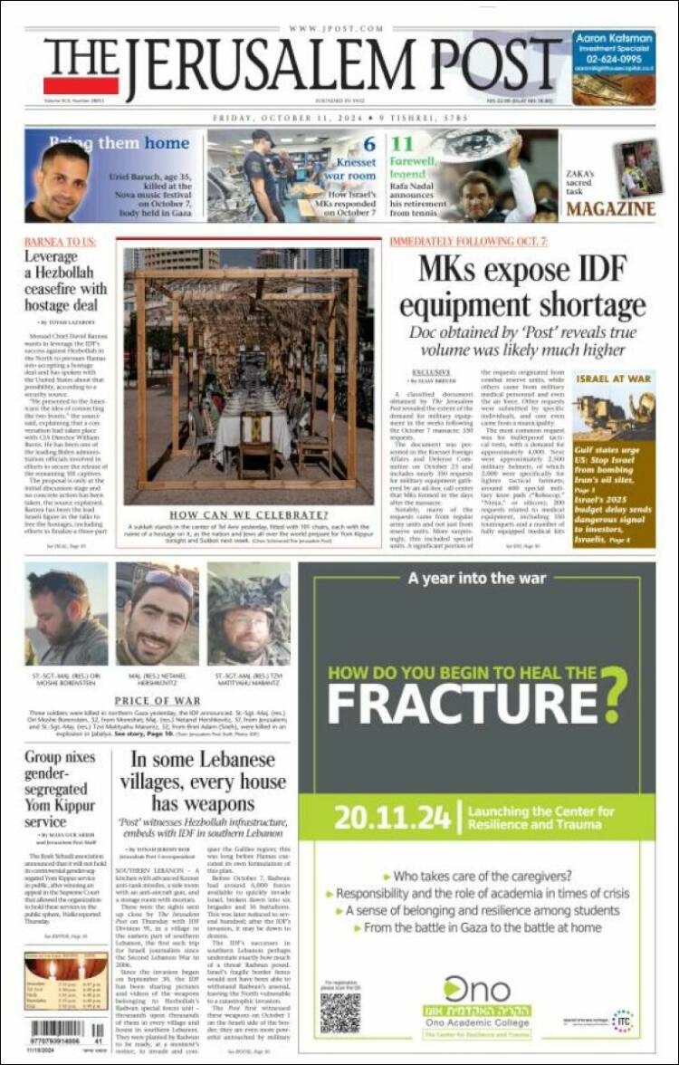 Portada de The Jerusalem Post (Israel)