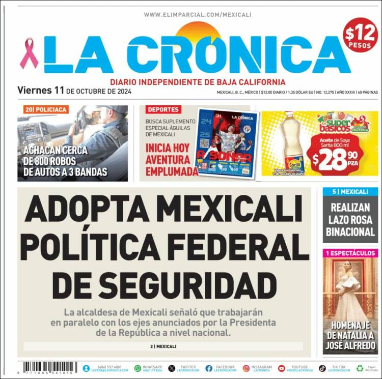 Portada de La Crónica de Baja California (Mexico)