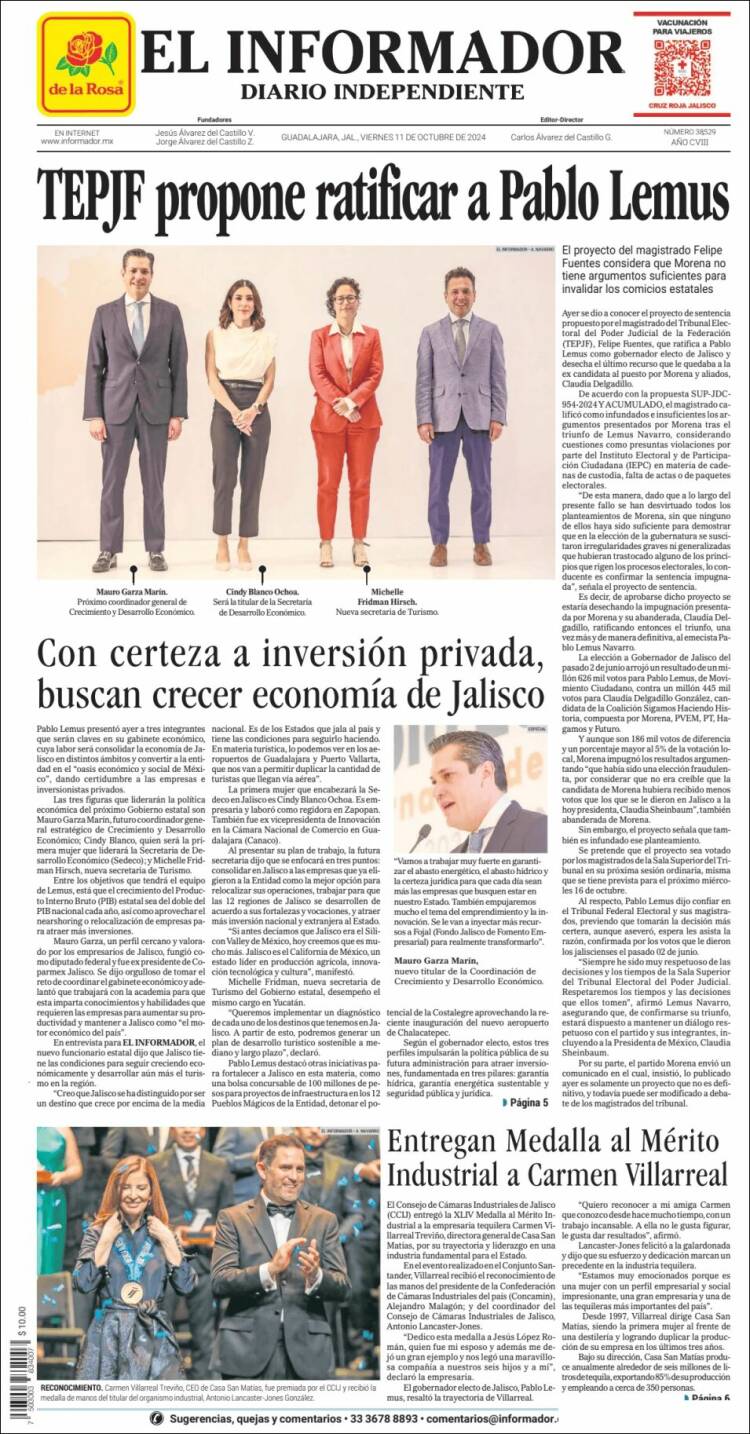 Portada de El Informador (Mexico)