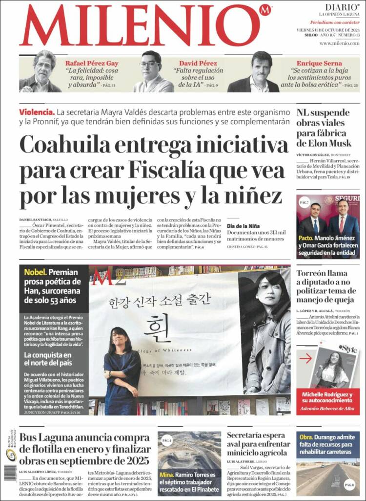 Portada de Milenio - Laguna (Mexico)