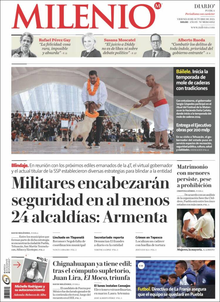 Portada de Milenio de Puebla (Mexico)