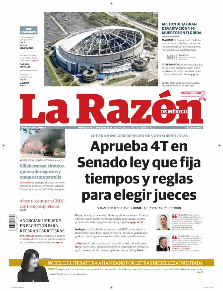 Portada de La Razón (Mexico)