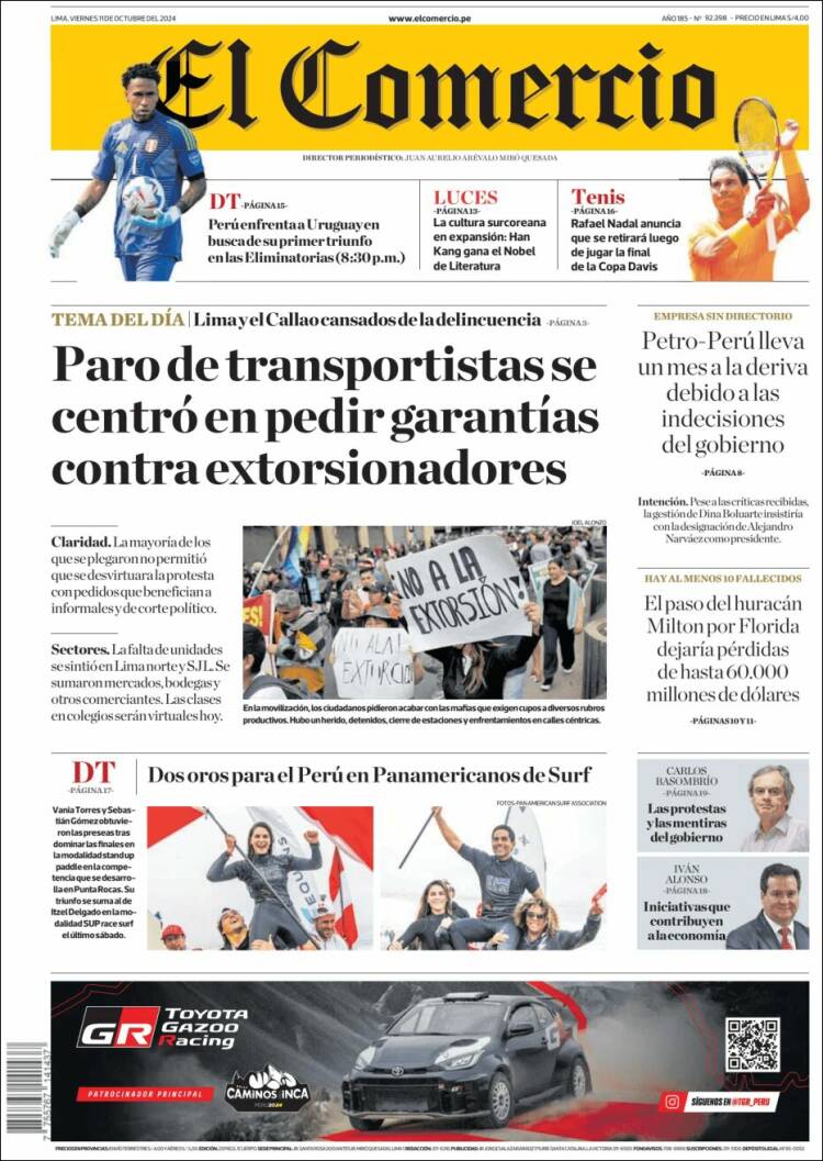 Portada de El Comercio (Peru)