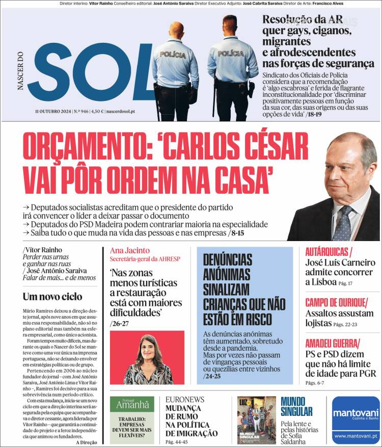 Portada de Jornal Sol (Portugal)