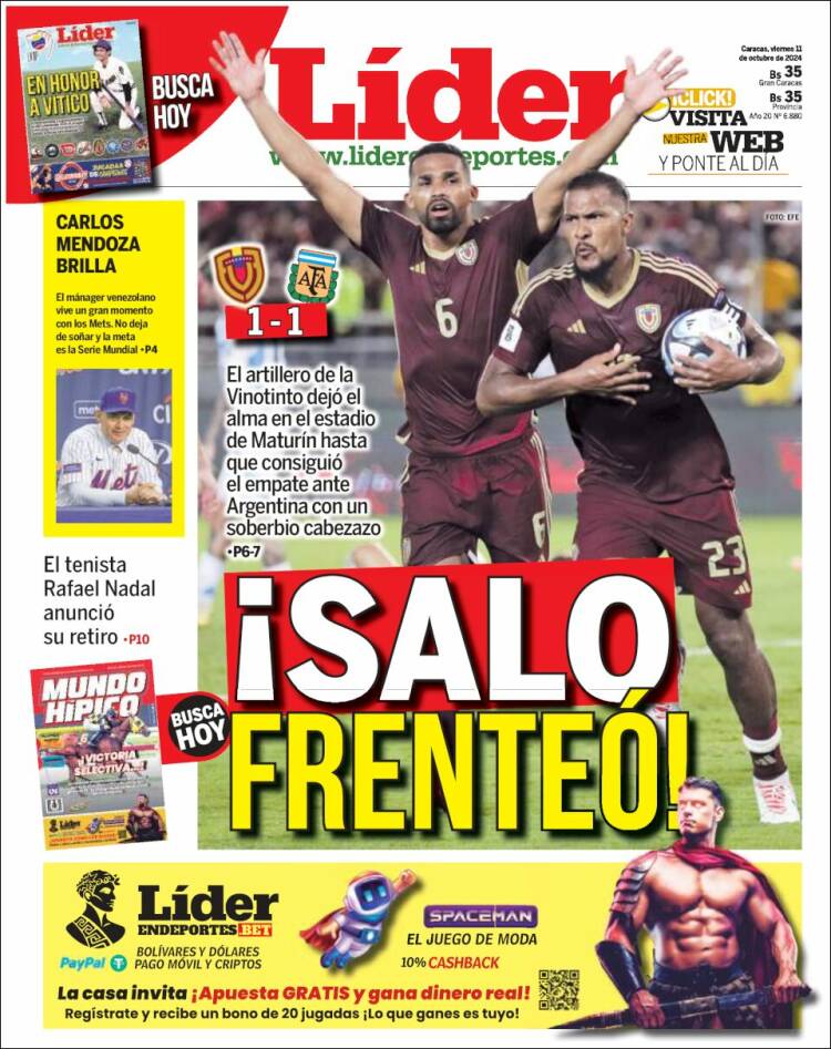 Portada de Lider en deportes (Venezuela)