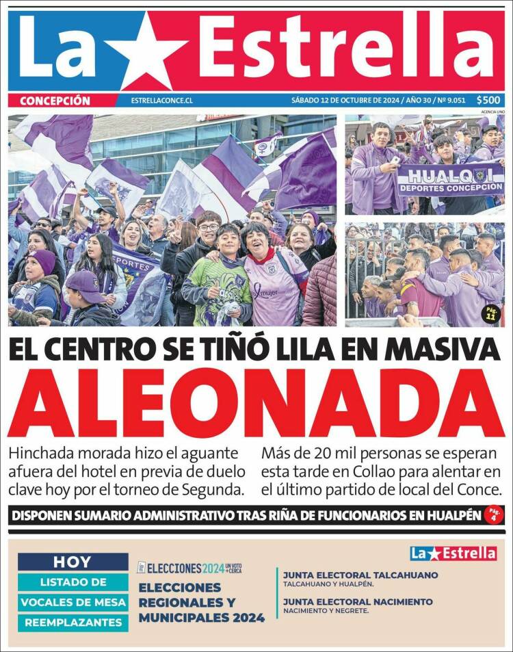 Portada de La Estrella de Concepción (Chile)