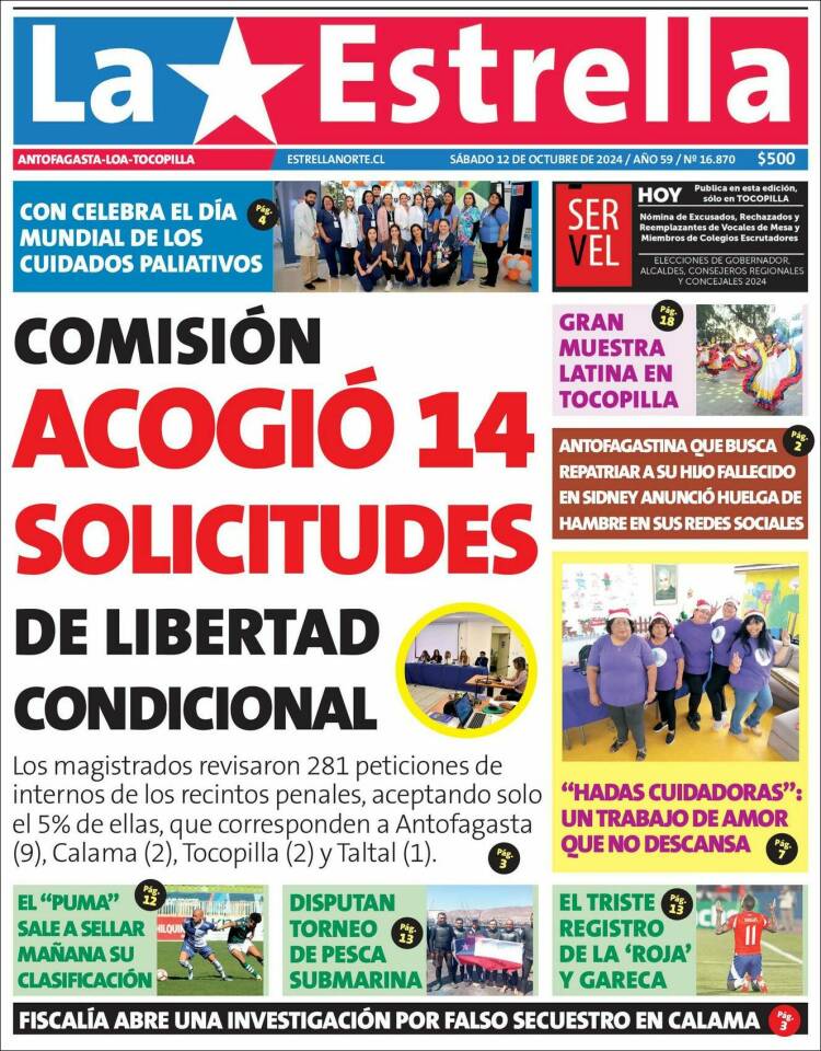 Portada de La Estrella de Loa (Chile)