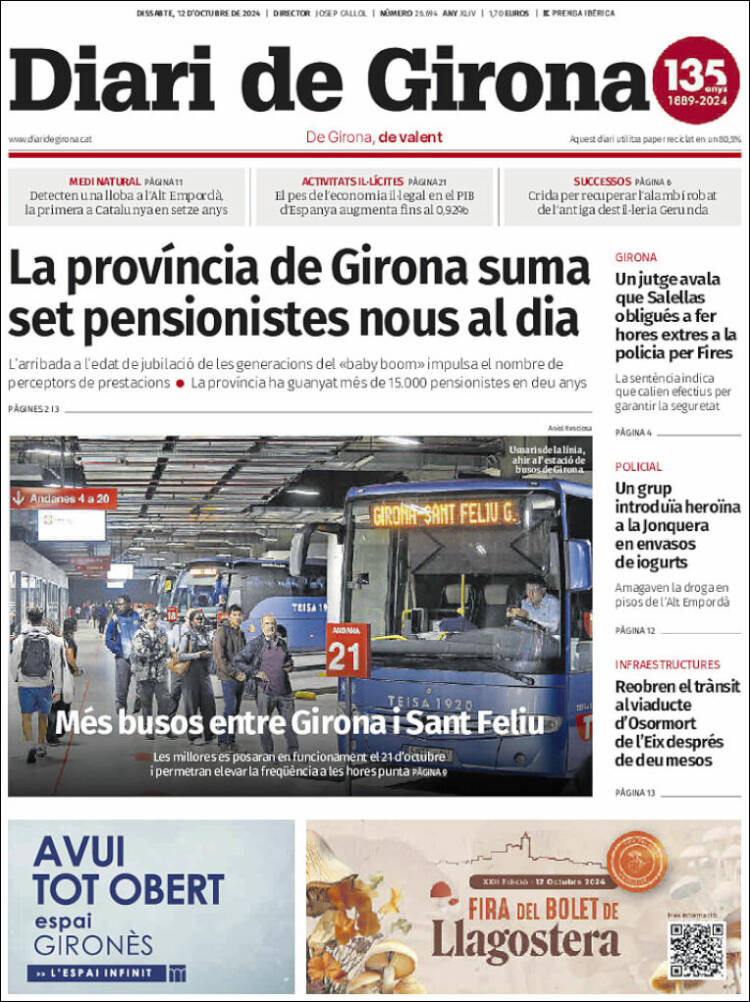 Portada de Diari de Girona (España)