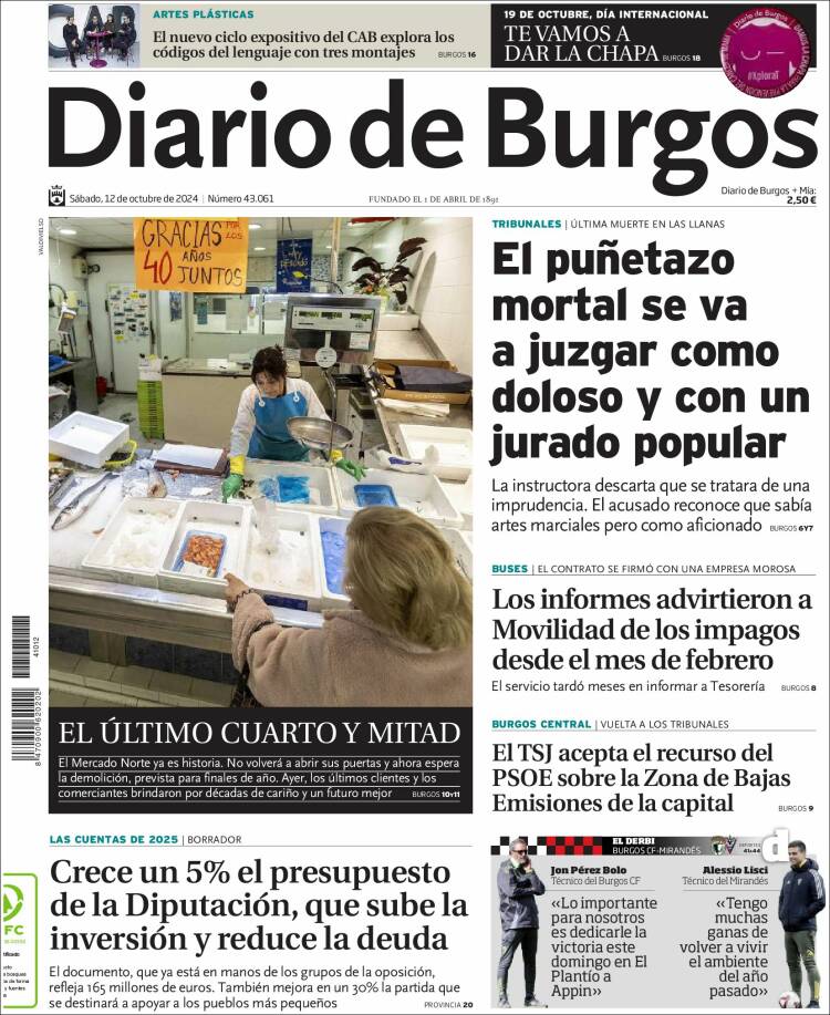 Portada de Diario de Burgos (España)