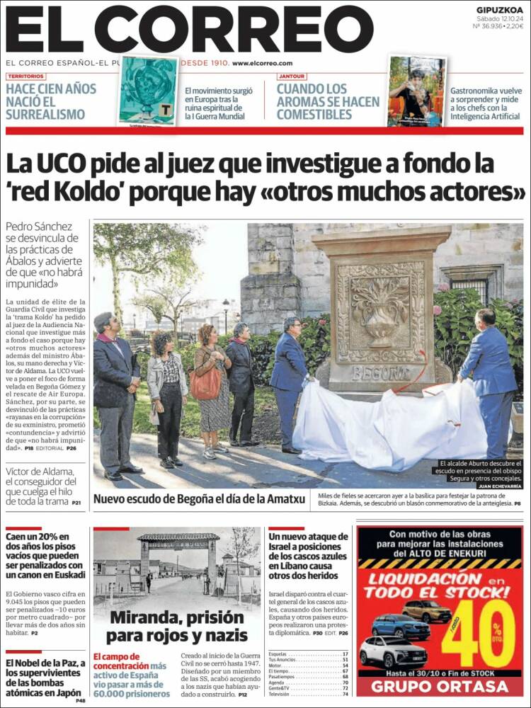 Portada de El Correo - Guipuzcoa (España)