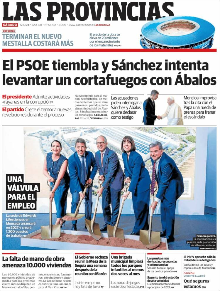 Portada de Las Provincias (España)