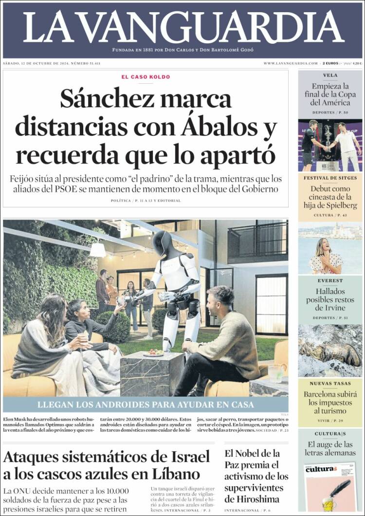 Portada de La Vanguardia (España)