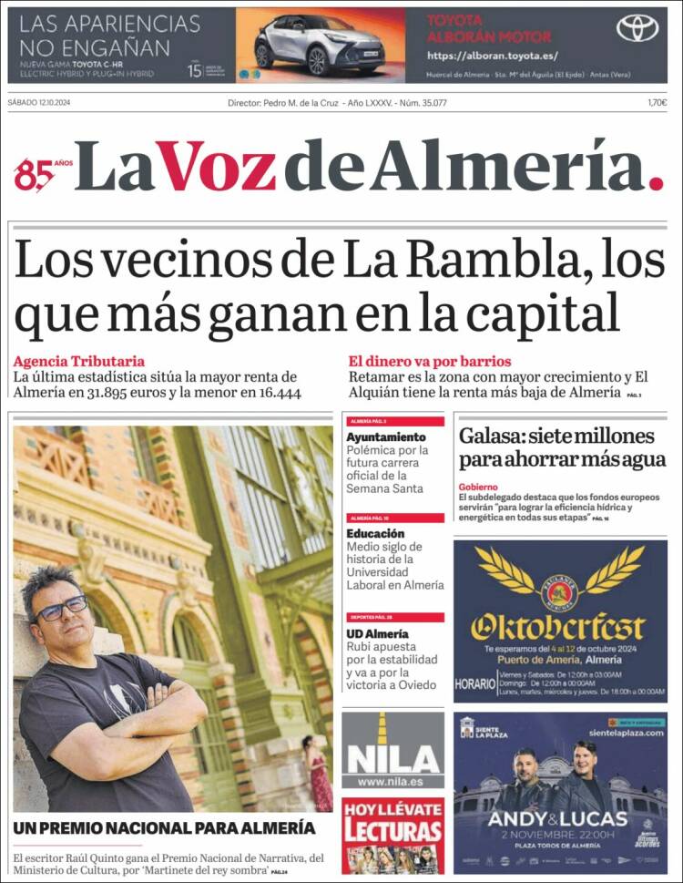 Portada de La Voz de Almería (España)