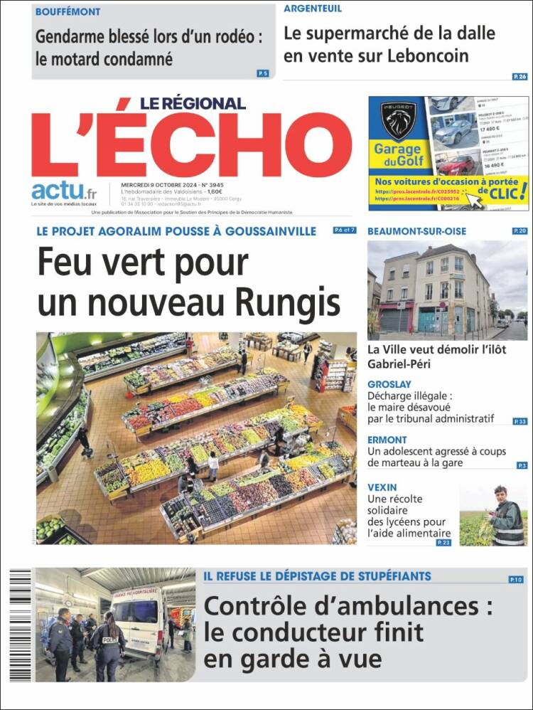 Portada de L'Echo de la Haute-Vienne (Francia)