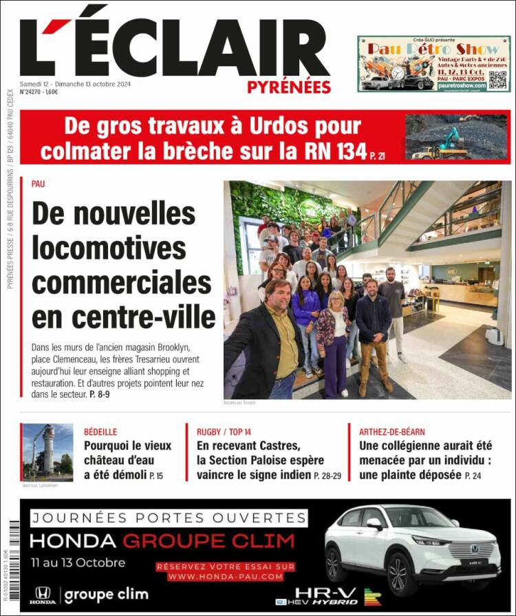 Portada de L'Eclair des Pyrénées (Francia)