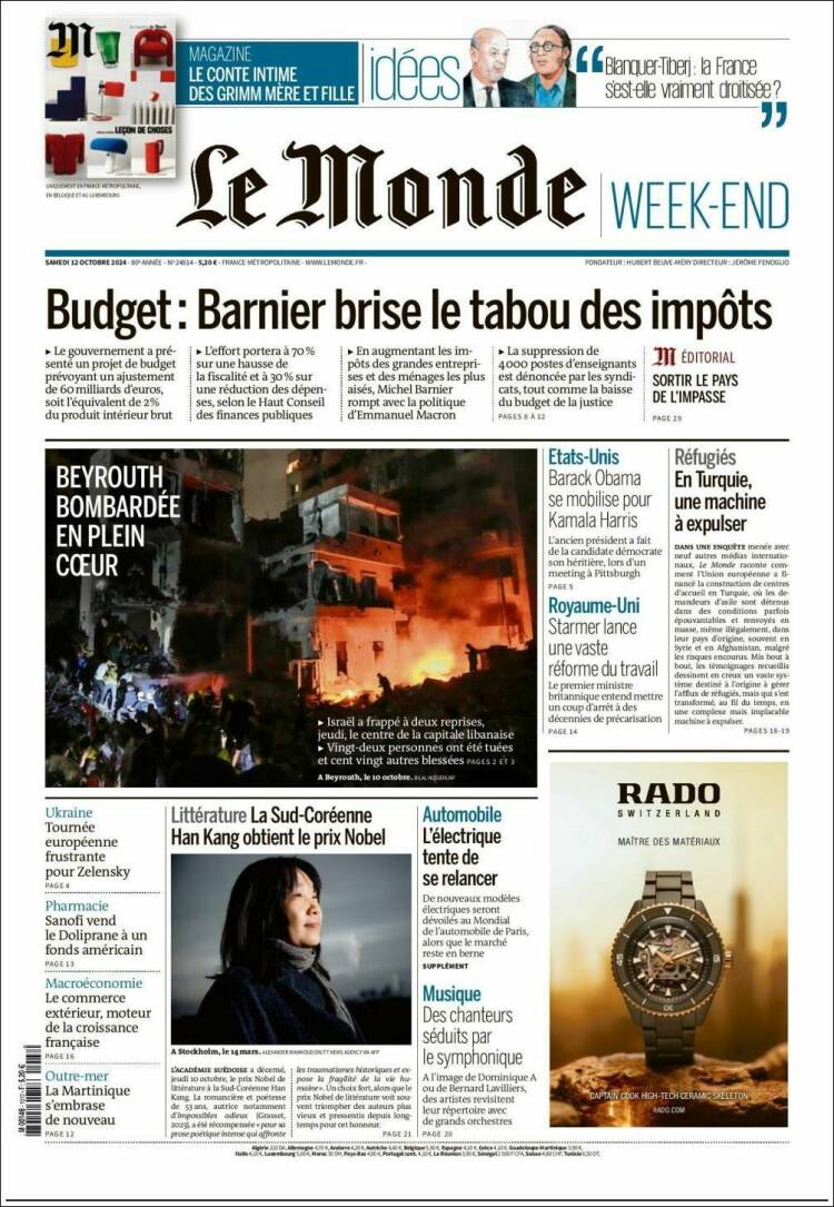 Portada de Le Monde (Francia)