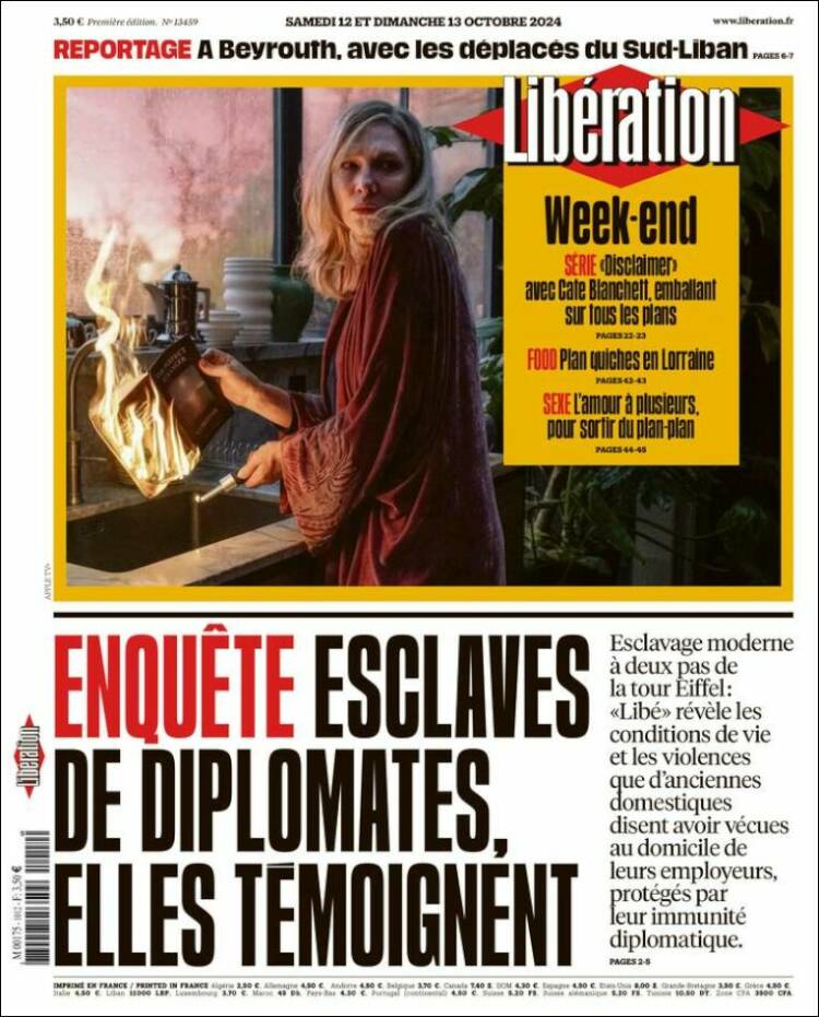 Portada de Libération (Francia)