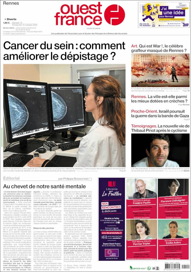 Portada de Ouest France (Francia)