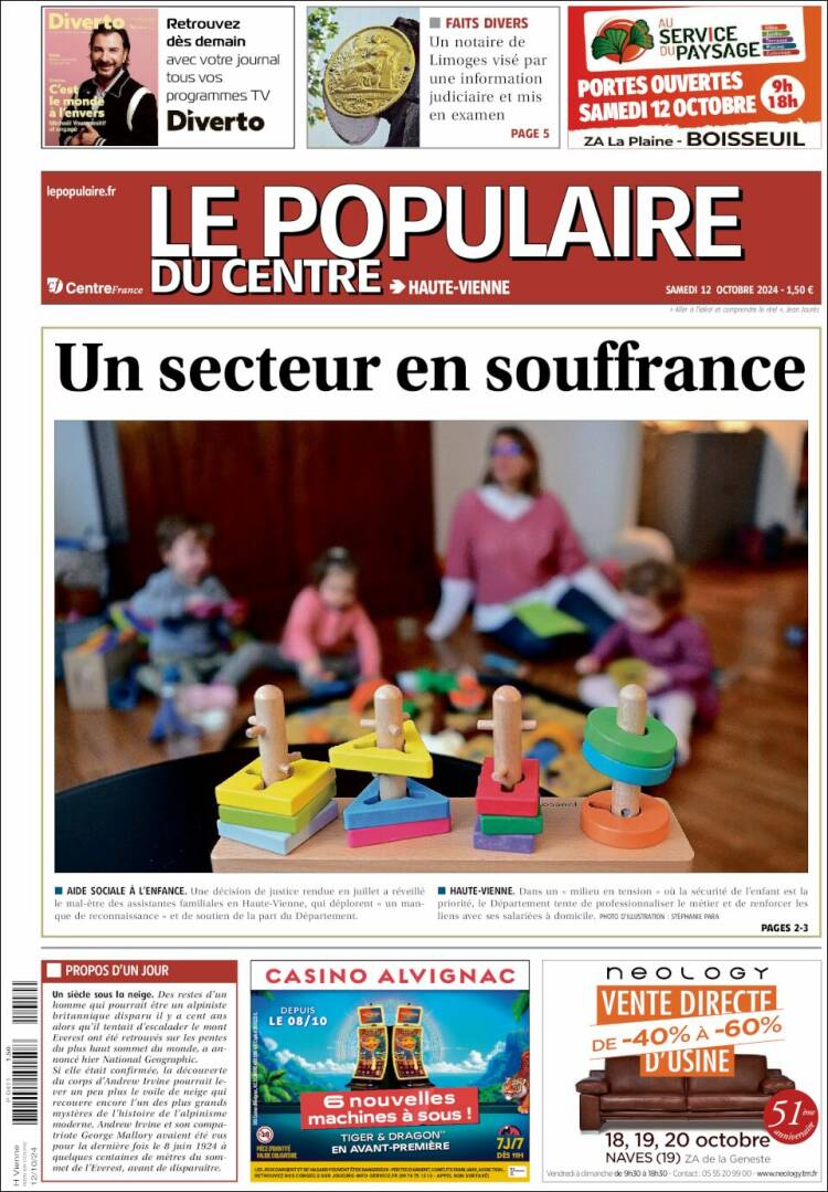 Portada de Le Populaire du Centre (Francia)
