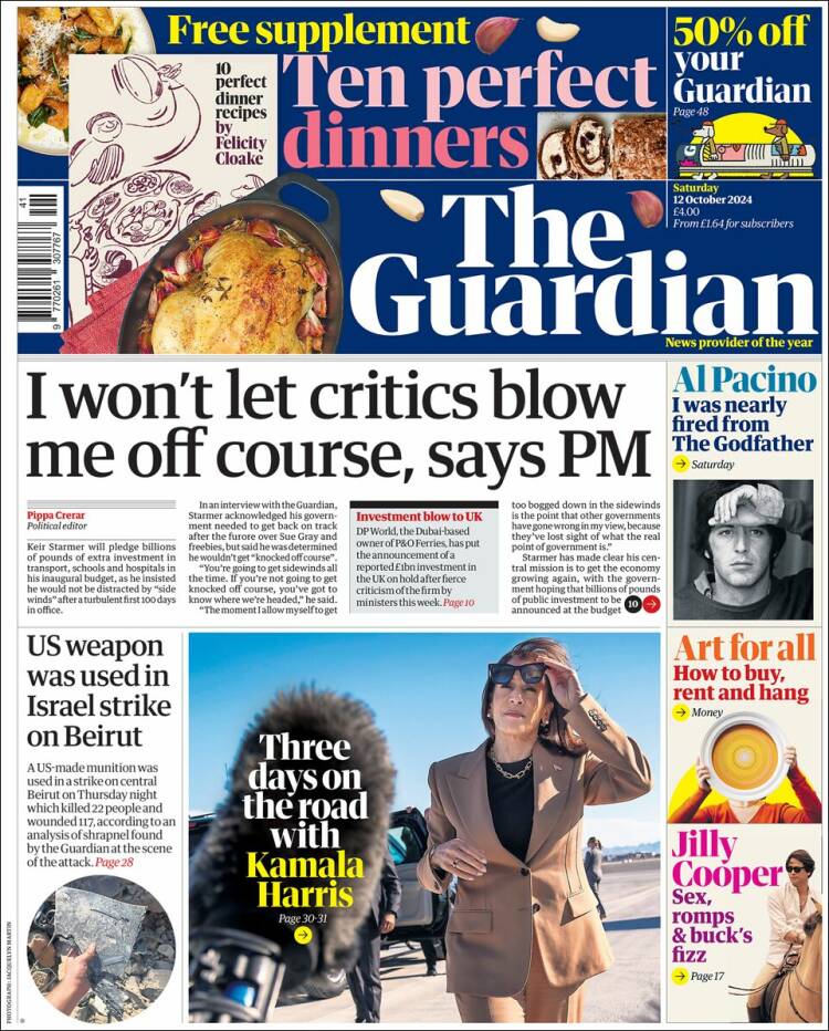 Portada de The Guardian (Reino Unido)