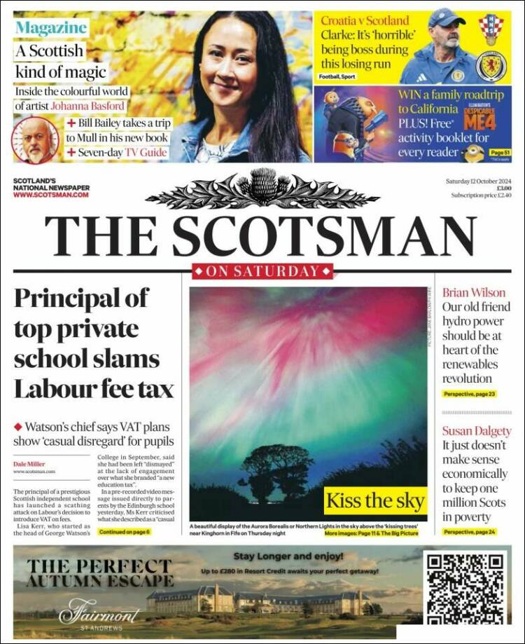 Portada de The Scotsman (Reino Unido)